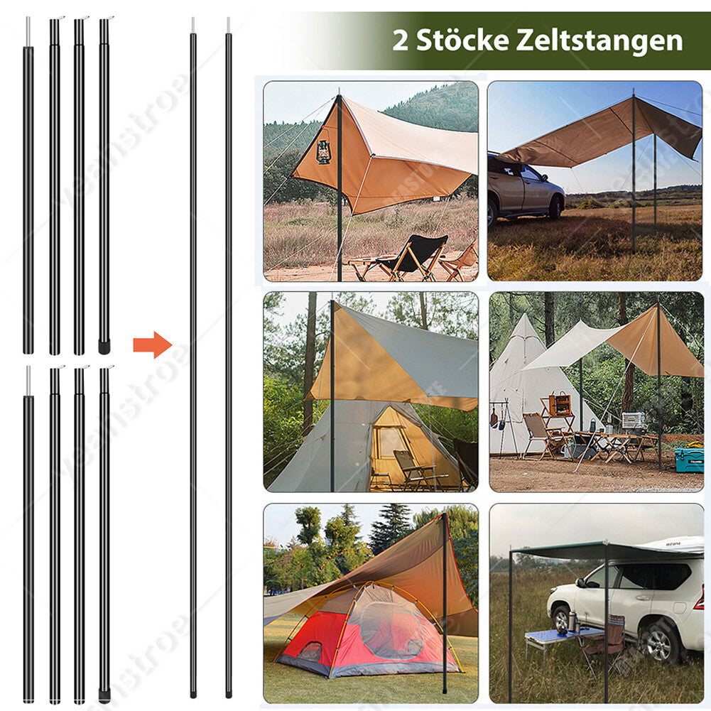 Adjustable Stainless Steel Tent Poles Set of 2 for Camping Hiking Canopy