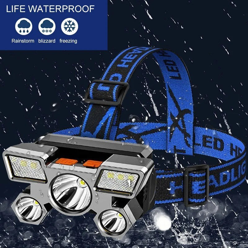 Rechargeable LED Headlamp with Bright 5x Light Modes for Outdoor Activities