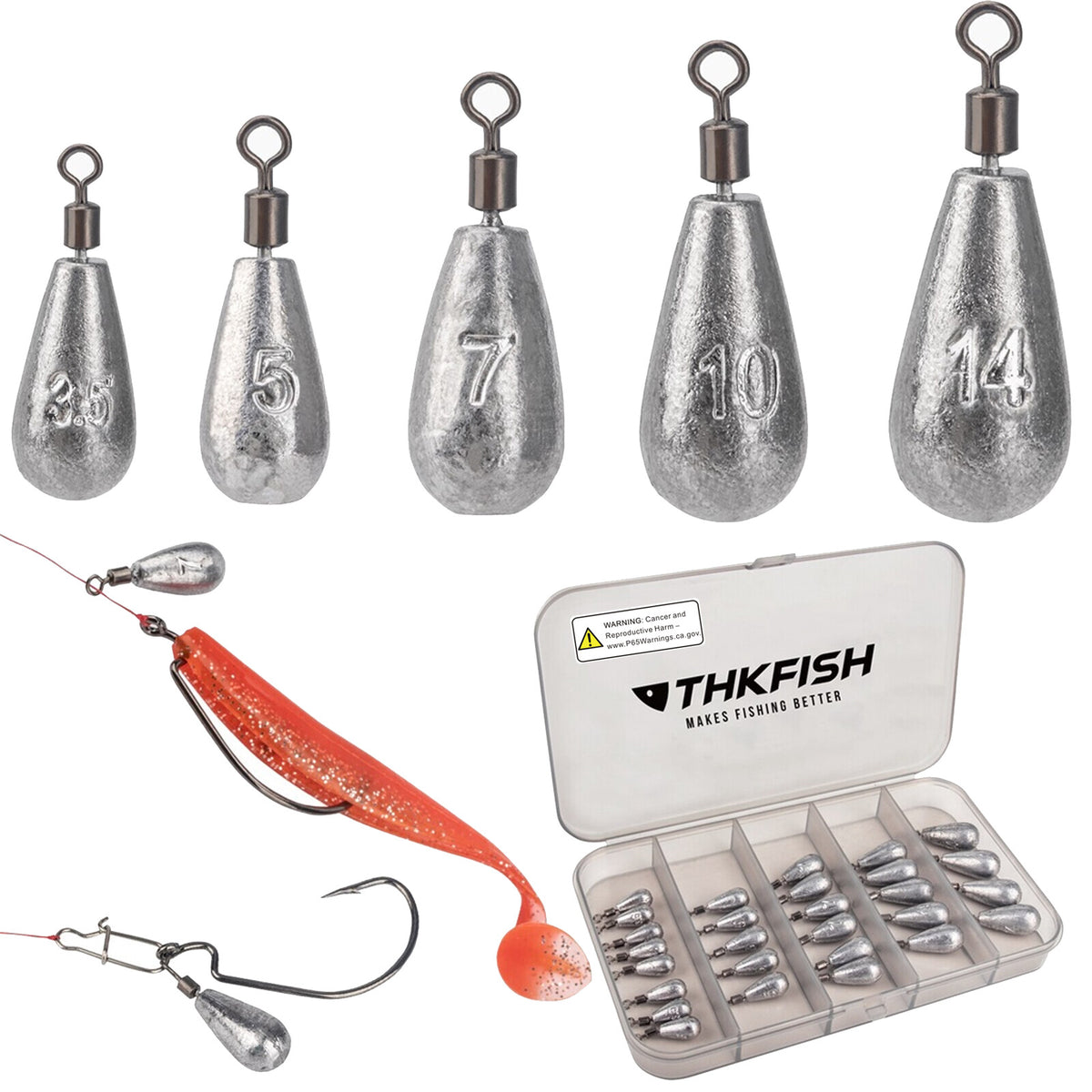28pcs Fishing Sinkers Kit Lead Drop Shot Weights for Bass Casting and Vertical Fishing