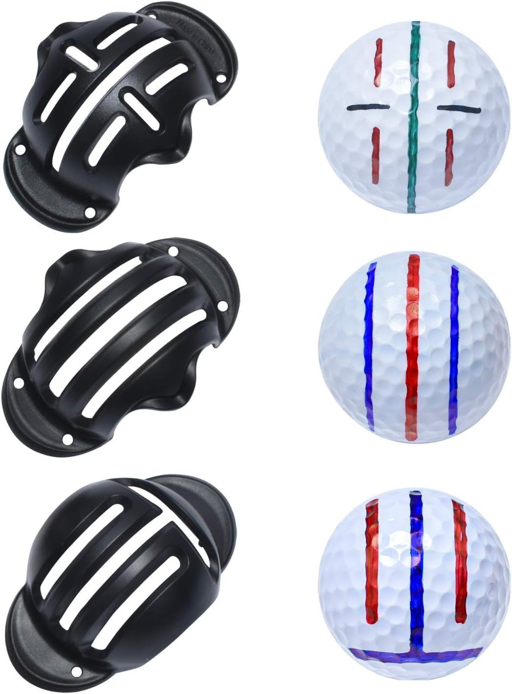 Golf Ball Marker Kit with 8 Stencils & 4 Permanent Markers for Alignment
