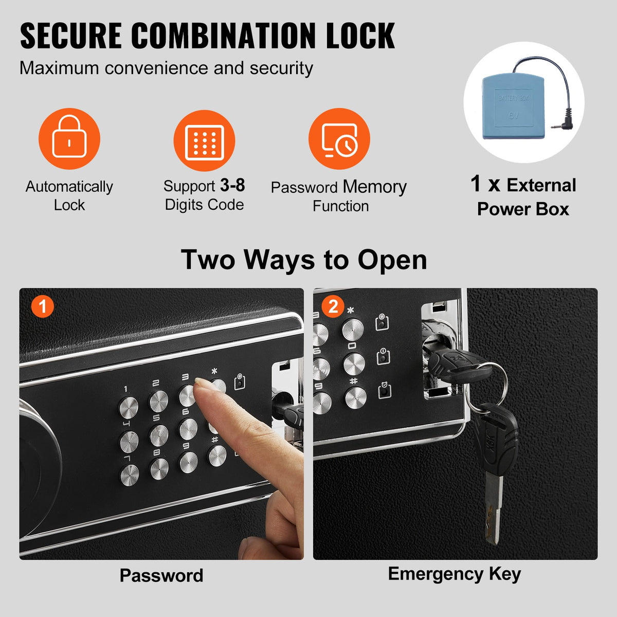 Secure Rifle Storage Cabinet with Digital Lock for 6-8 Firearms