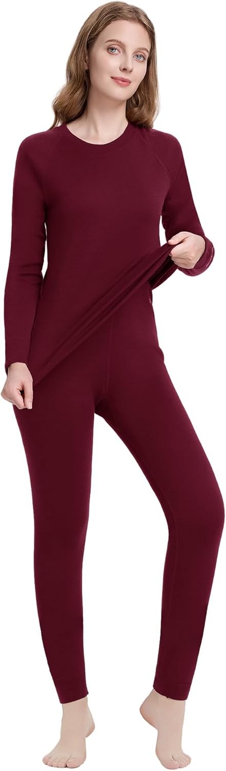 Women’s Merino Wool Base Layer Set Thermal Underwear Ski Cold Weather
