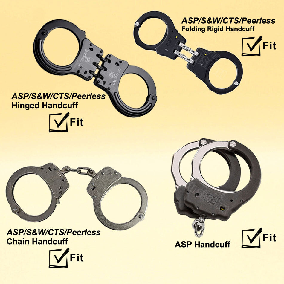 Police Duty Handcuff Holster Fit S&W ASP CTS Peerless Chain Handcuffs