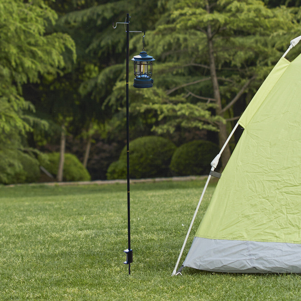 Adjustable Folding Camping Lamp Stand with Hooks for Outdoor Lighting