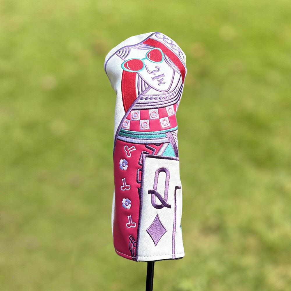 4-Pack Poker King & Queen Golf Club Head Covers for Driver & Fairway Woods