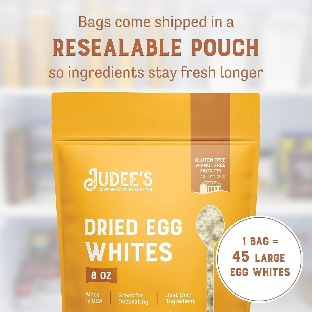 Gluten-Free Dried Egg White Protein Powder 8oz for Baking & Cooking