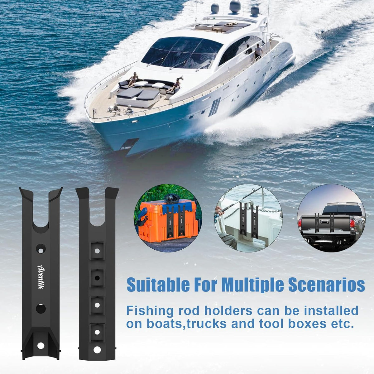 Fishing Rod Holders for Boat & Truck Wall Mount with Tool Slot - 2/4 Pcs