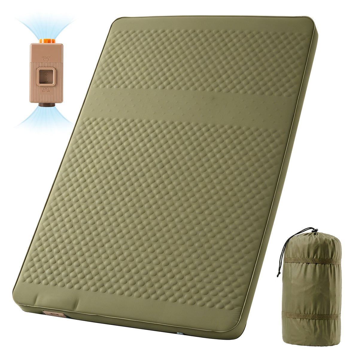 Self-Inflating Sleeping Pad with Memory Foam and Built-In Pump - 4 Inch Thick Camping Mattress