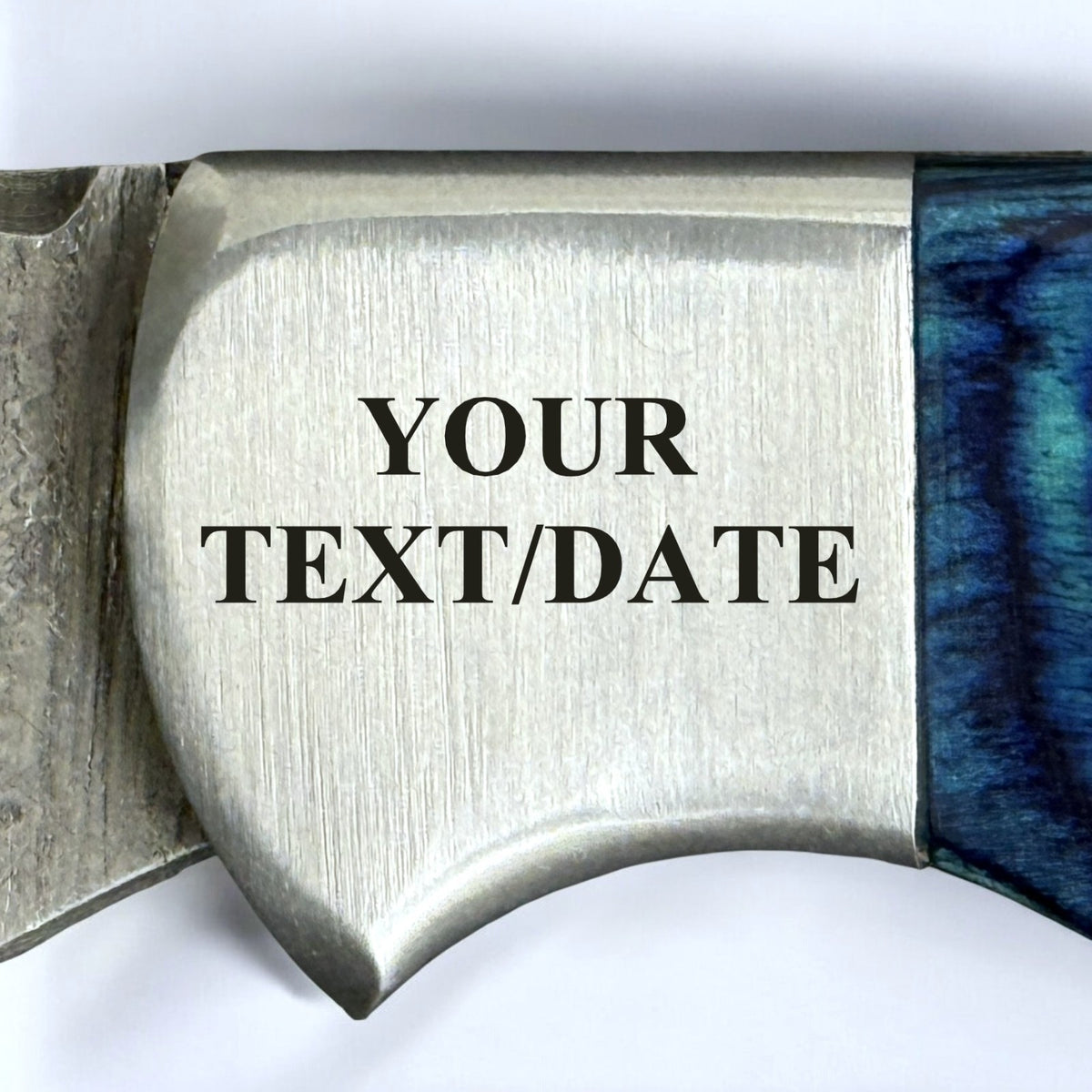Personalized Damascus Folding Knife with Stag Antler and Rosewood Handle - Custom Engraving Gift