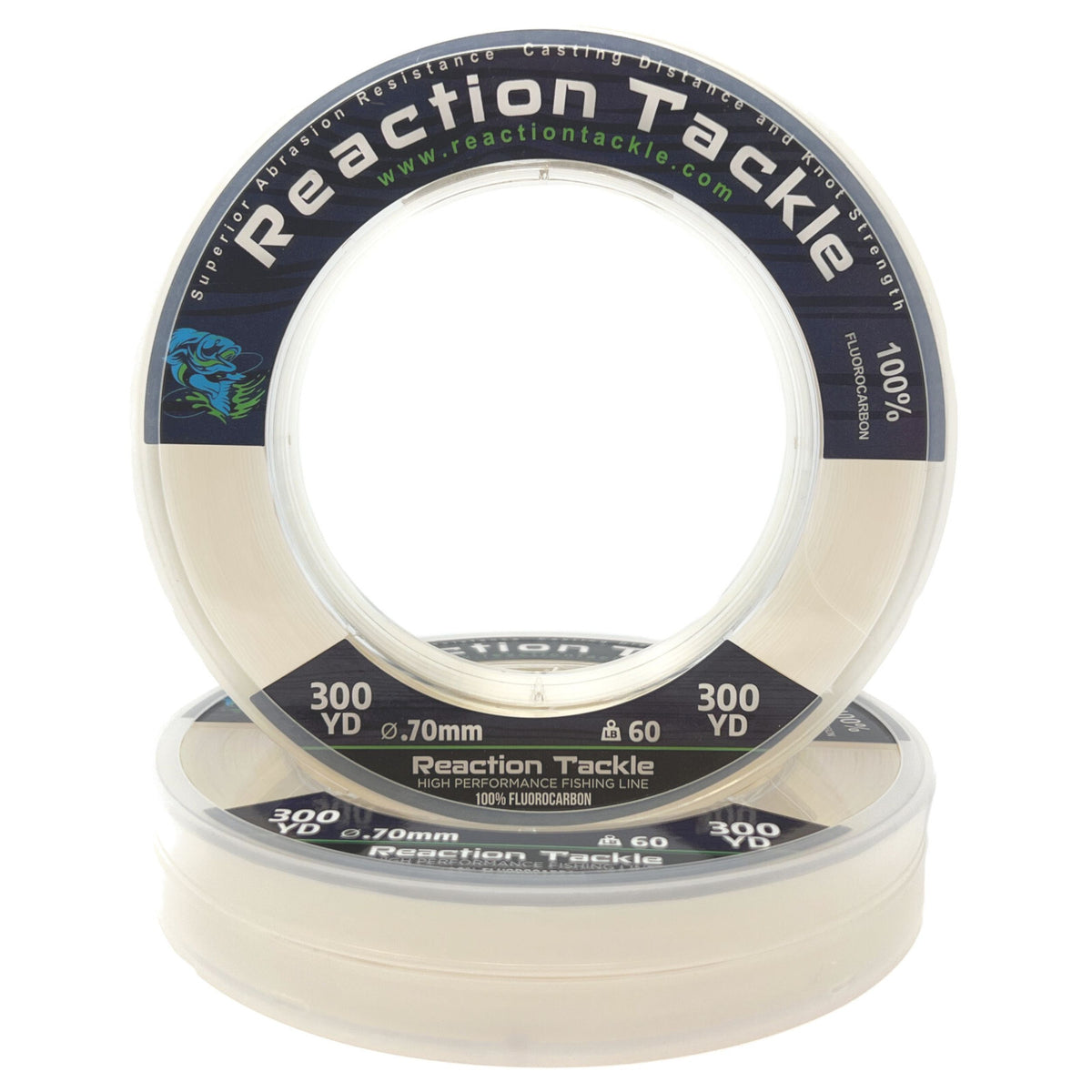 Reaction Tackle 100% Pure Fluorocarbon Fishing Line for Saltwater & Freshwater - Stealthy, Abrasion-Resistant Leader Line