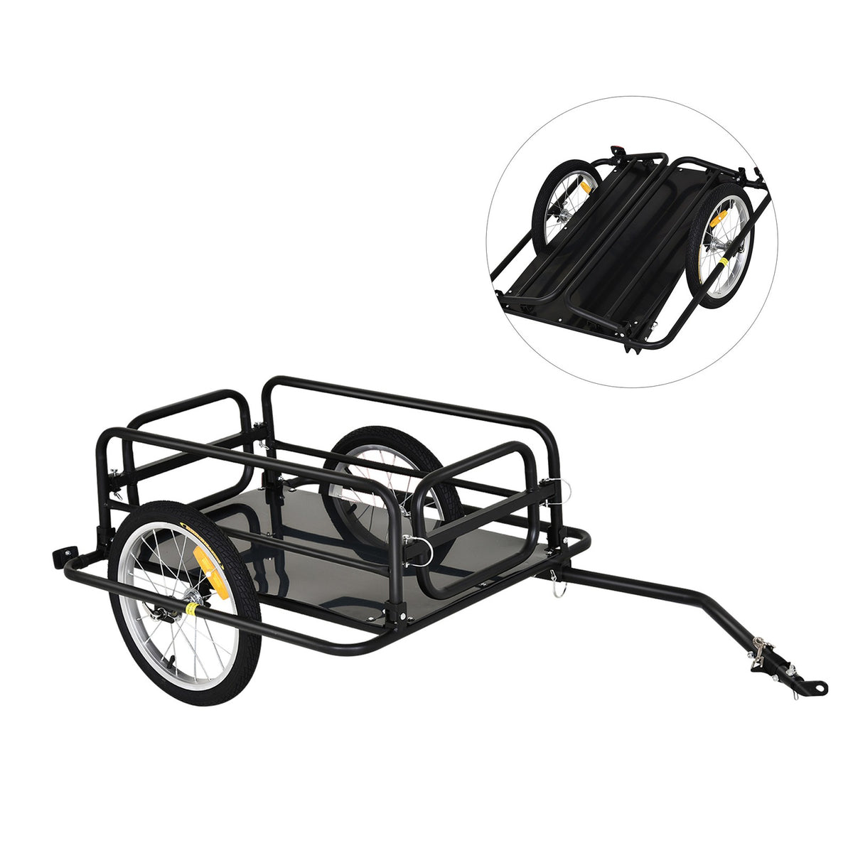 Foldable Steel Frame Bicycle Cargo Trailer 110lb Load Capacity with Reflectors