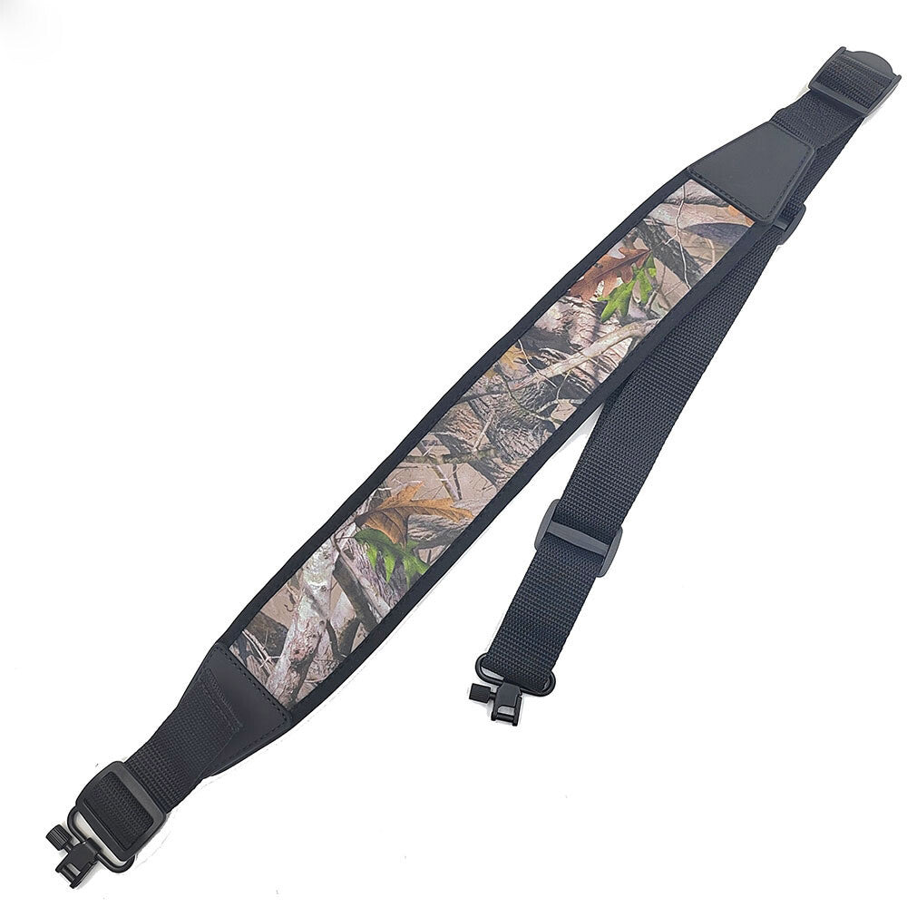 Camouflage Rifle Sling with Neoprene Shoulder Pad and Swivels - Adjustable