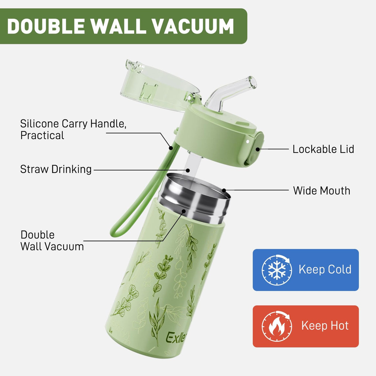 Mini Water Bottle with Straw Leakproof Lid 5oz Travel Flask for Hot & Cold Drinks