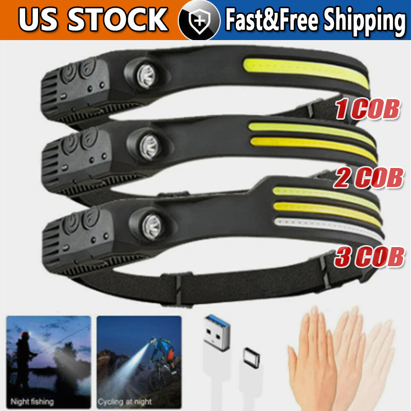 Rechargeable LED Headlamp with COB & XPE Light for Outdoor & Work Use