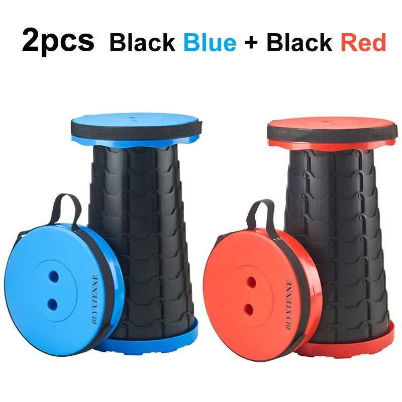 2-Pack Collapsible Camping Stools - Portable Outdoor Seating, 400LBS Load Capacity, Blue and Red