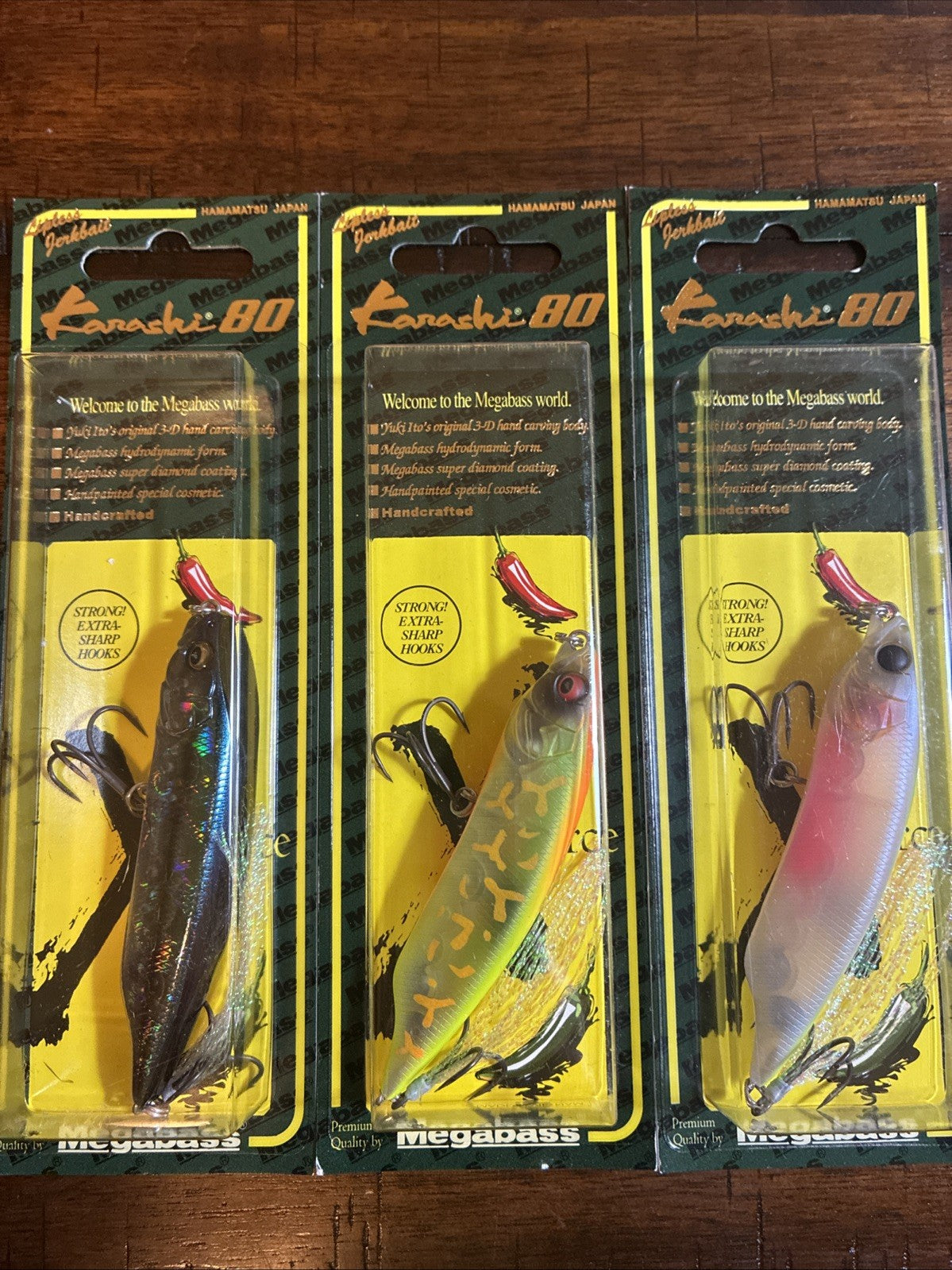 (Lot of 3) Megabass Karashi 80mm 7/16oz Slow Sinking JDM Fishing Lures - New Assorted Colors