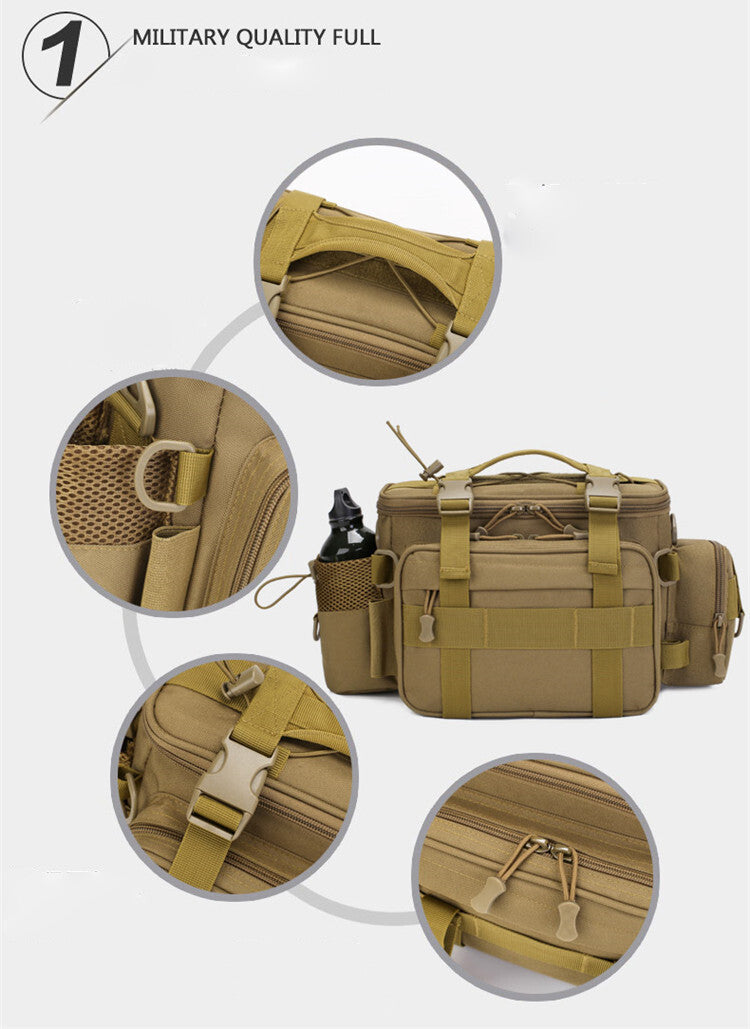 Water-Resistant Fishing Tackle Bag with Multiple Storage Pockets and Adjustable Strap