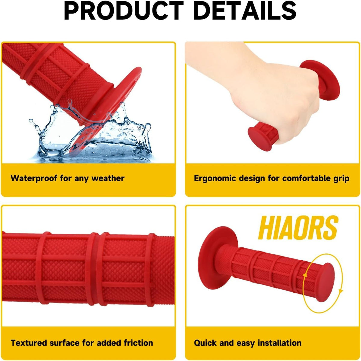 7/8 Inch ATV Handlebar Grips for Tractors and Quads - Red Left & Right Set