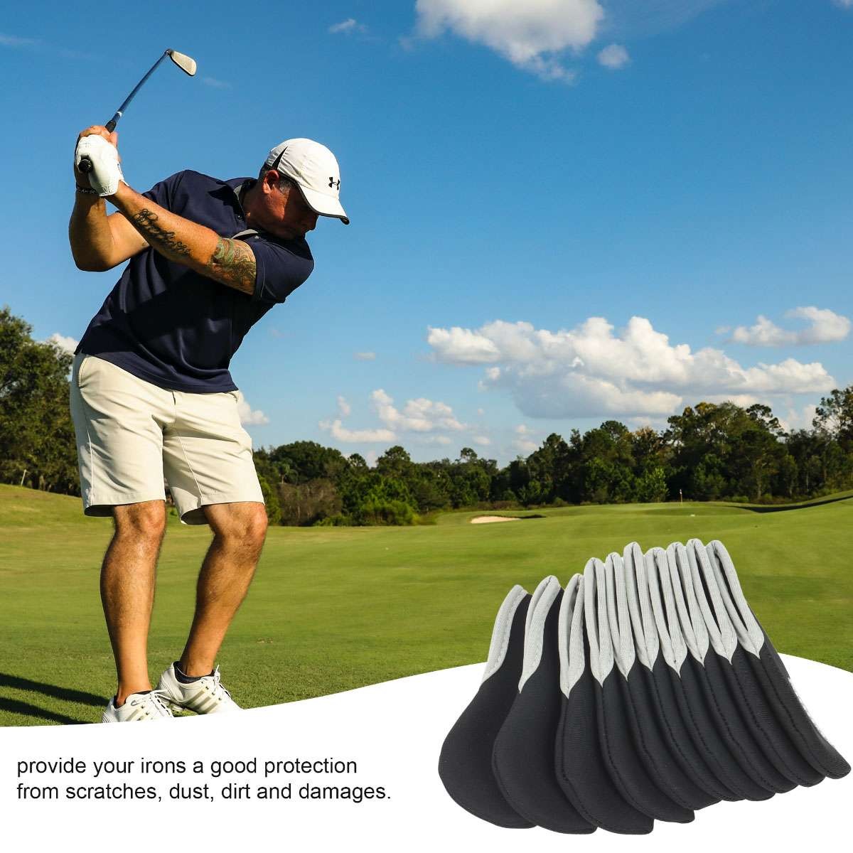 Golf Club Head Covers Set 10pcs Neoprene Iron Protector Covers