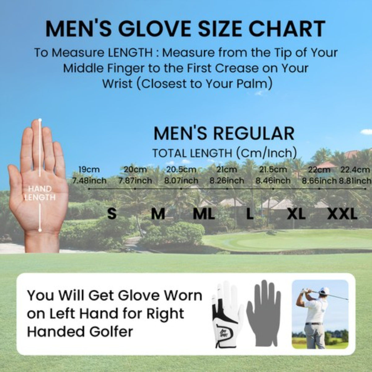 Men's Golf Gloves 3 Pack All Weather Grip Breathable Performance