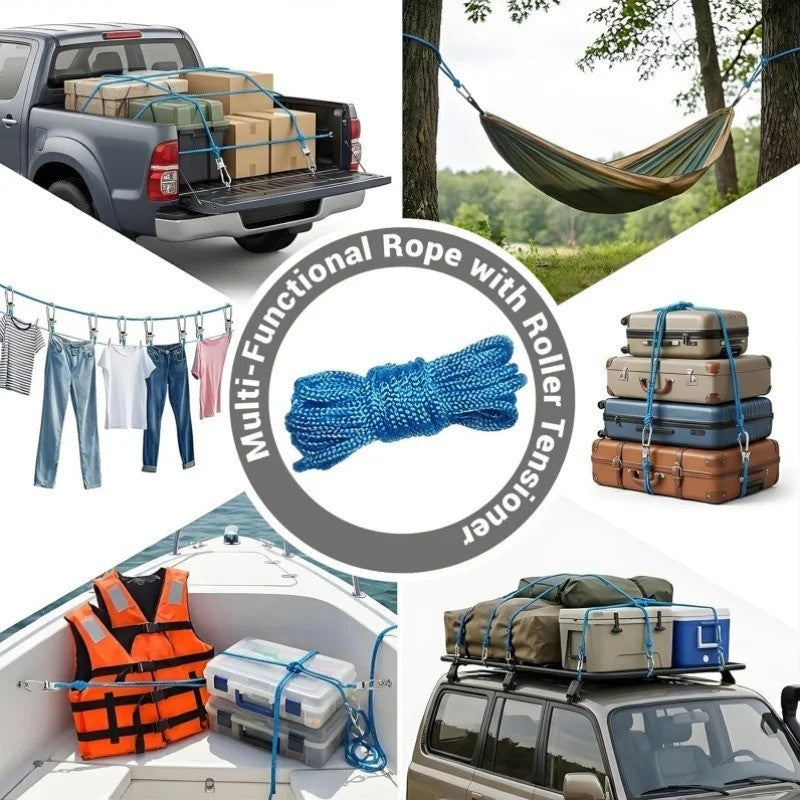 Retractable Rope Tie Down Hooks with Cam Buckle for Cargo & Camping
