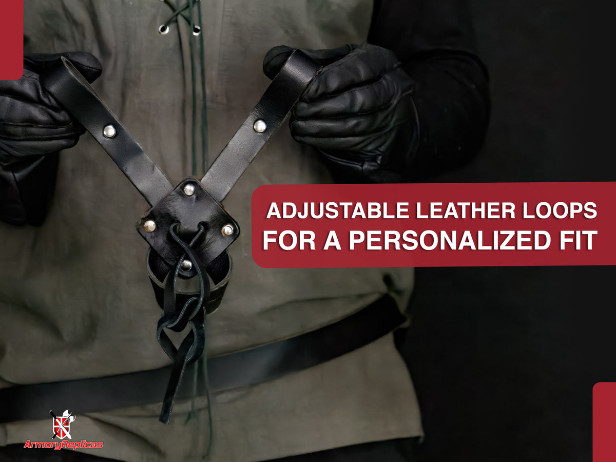Ambidextrous Leather Sword & Axe Frog Holder for LARP & Medieval Cosplay