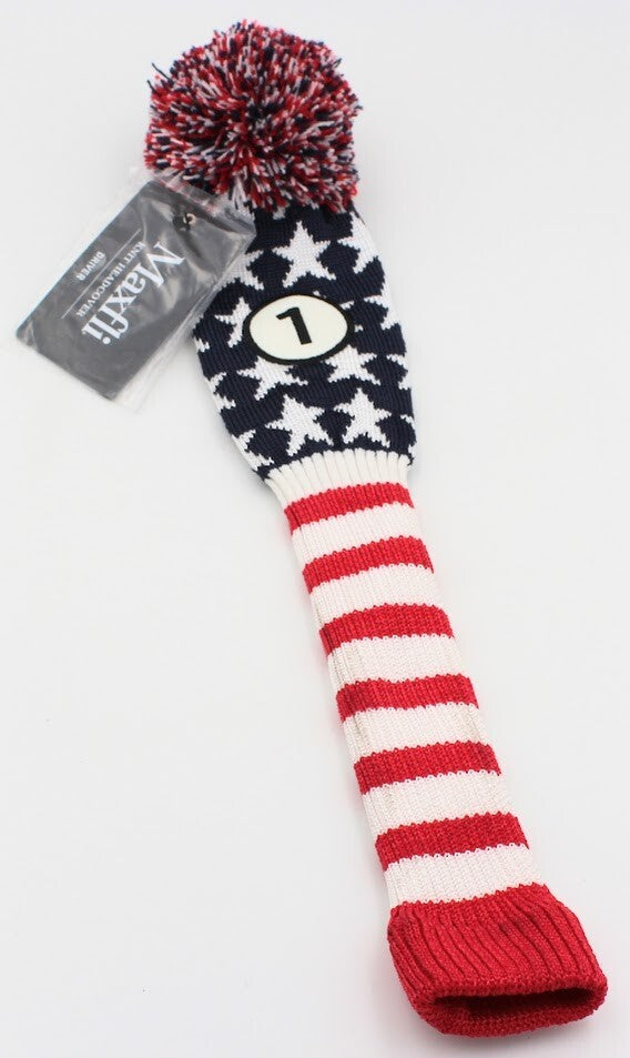 Maxfli USA Stars Knit Pom Pom Driver Headcover - Golf Club Protector