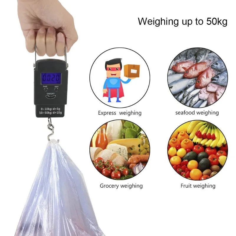 Digital Portable Hanging Scale 110lb/50kg for Fish Luggage Travel Use