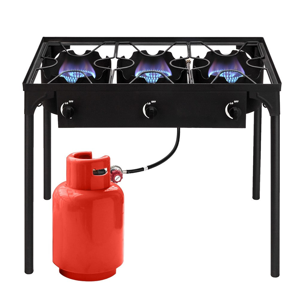 Portable 225,000-BTU 3 Burner Gas Camping Stove Grill Outdoor Cooker