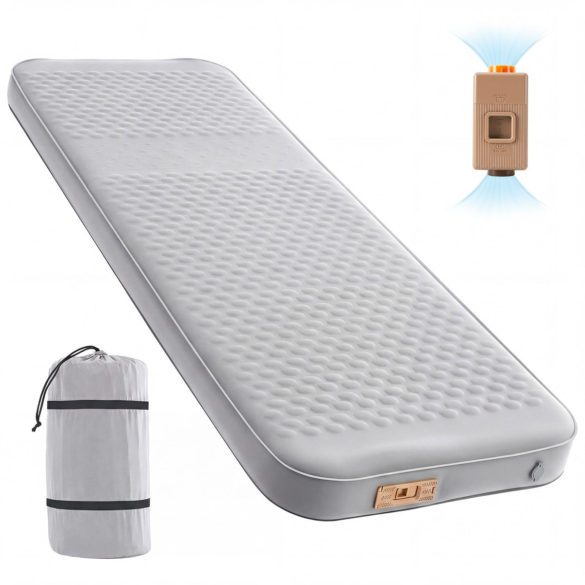 Self-Inflating Sleeping Pad with Memory Foam and Built-In Pump - 4 Inch Thick Camping Mattress