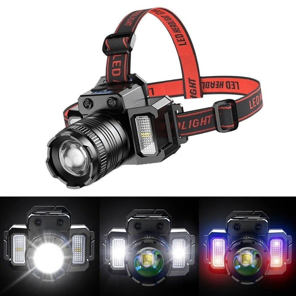 Rechargeable LED Headlamp with Zoomable Bright Light and Multiple Modes