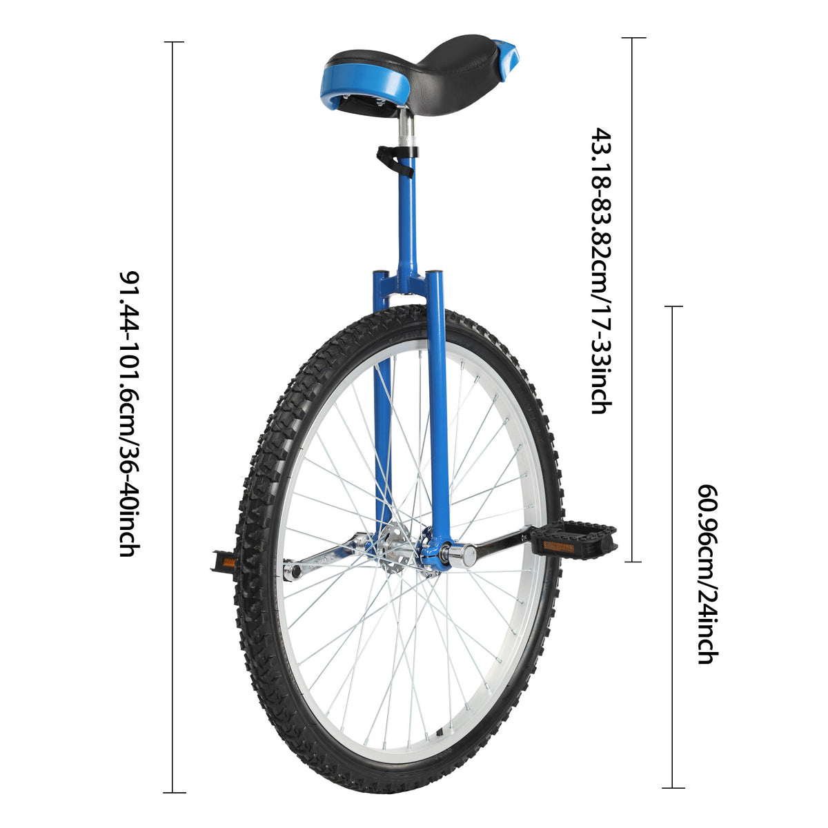 Adjustable 24-Inch Steel Frame Unicycle with Leakproof Tire for Outdoor Riding
