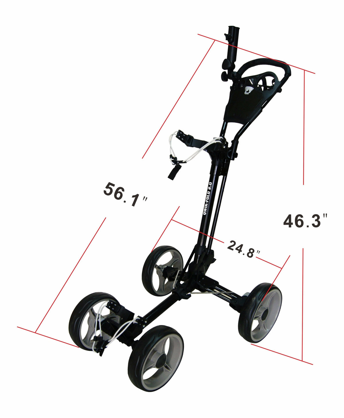 Quick-Fold 4 Wheel Folding Golf Push Cart with Foot Brake and Adjustable Handle