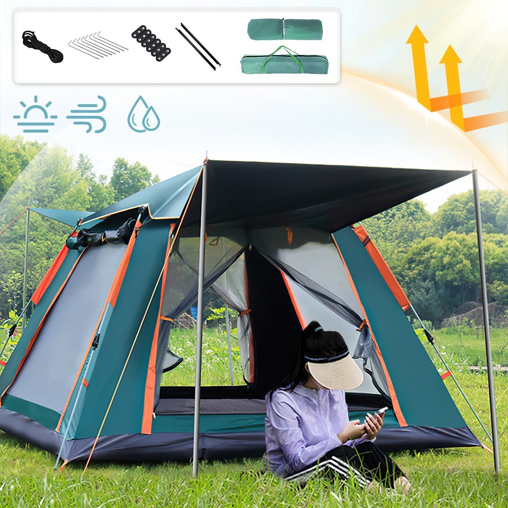 Automatic Pop-Up Camping Tent for Family 4 Person Outdoor Hiking Shelter