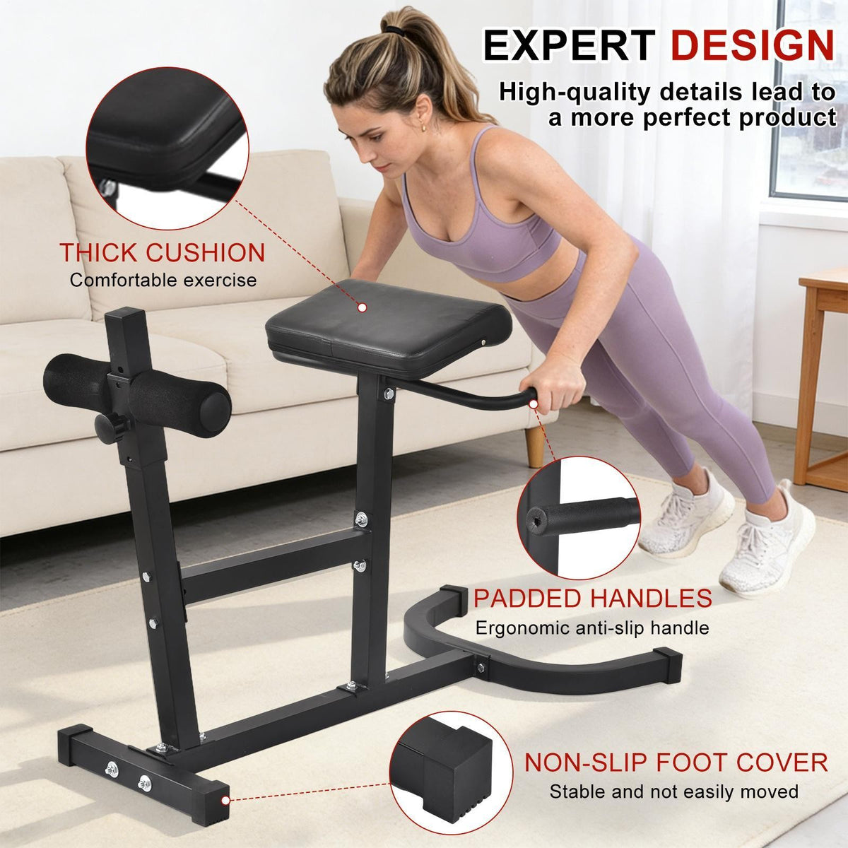 Adjustable Back Extension Bench for Core and Lower Body Workout