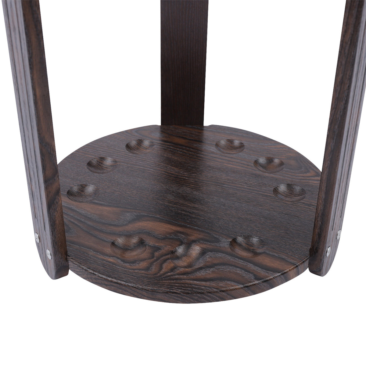 Floor Stand 9-Hole Billiard Cue Holder Rack, Wooden Pool Cue Storage