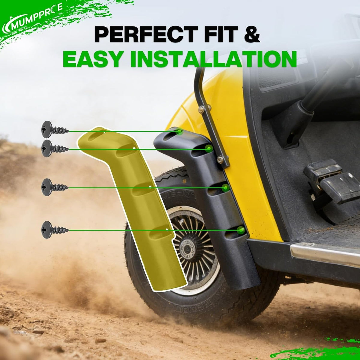 Golf Cart Fender Flares for EZGO TXT 1994-2013 - Front & Rear Mud Guards Set
