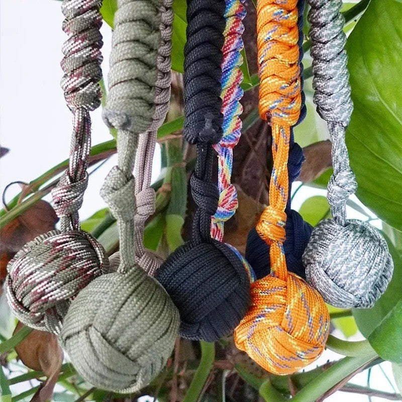 Paracord Monkey Fist Keychain Outdoor Survival Accessory with Steel Ball