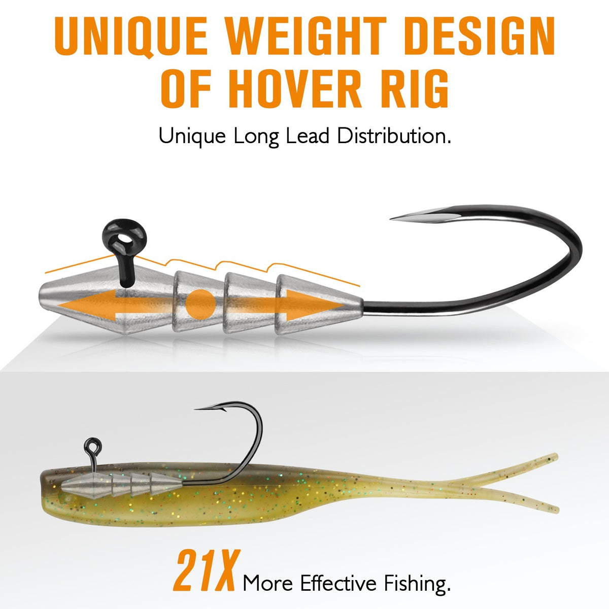 15PCS Bass Fishing Hover Rig Jig Heads 1/8oz for Soft Plastics & Minnows