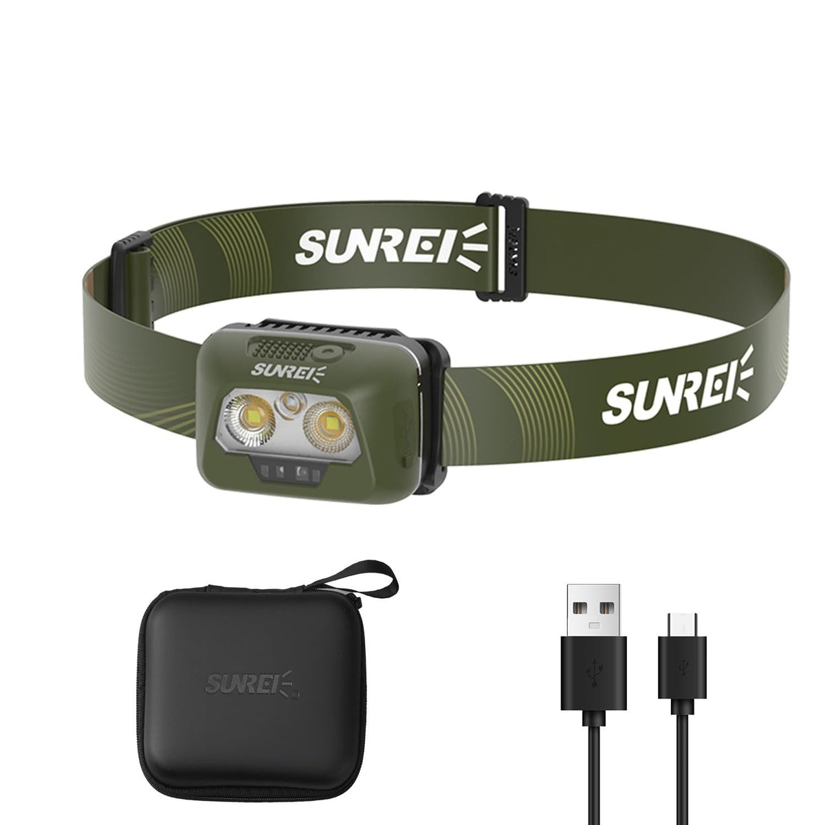 LED Headlamp 500 Lumens Waterproof Outdoor Head Torch with Red Light