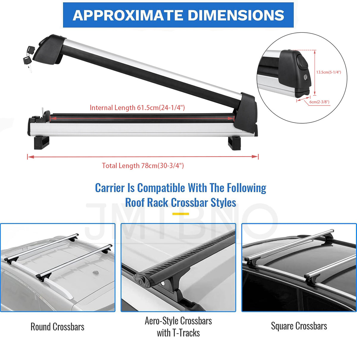 Aluminum Roof Rack Cross Bars for Toyota Prius Ski Snowboard Carrier Lockable