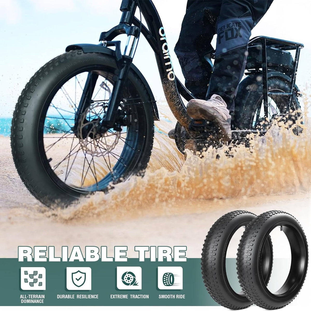 20x3.0 Inch E-Bike Tire - Anti-Puncture Fatbike Tire for Mountain & City Bikes