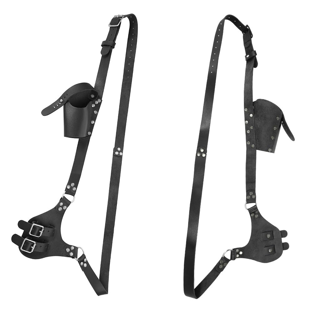 Renaissance Faux Leather Sword Holder Double Scabbard Costume Accessory