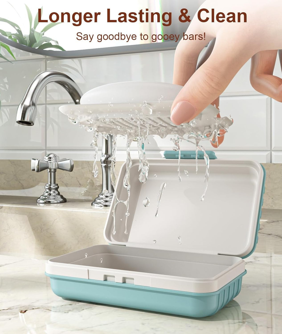 Leakproof Travel Soap Holder Case with Lid - Portable Camping & Gym Blue