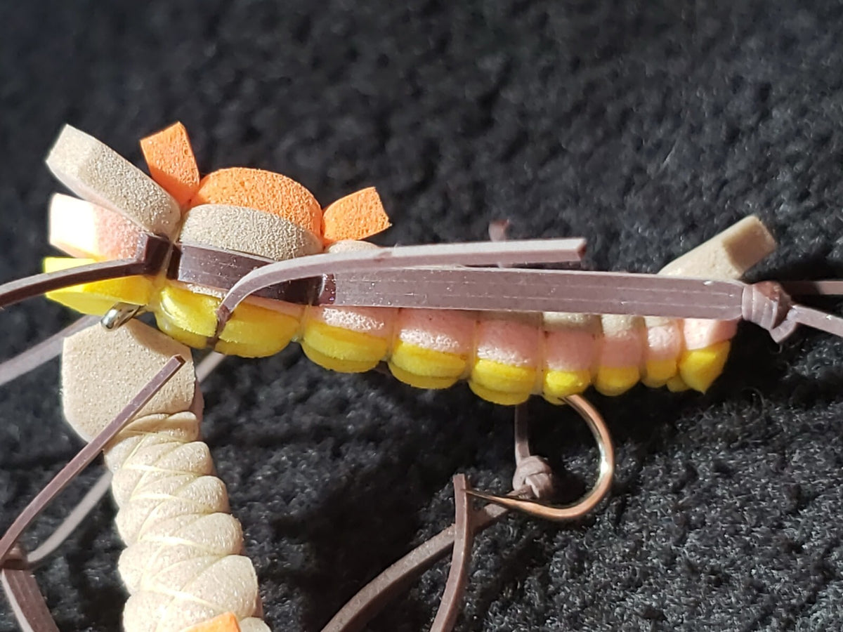 Fly Fishing Dry Flies Size 6 Hopper Yellow Tan Artificial Tackle - Set of 6