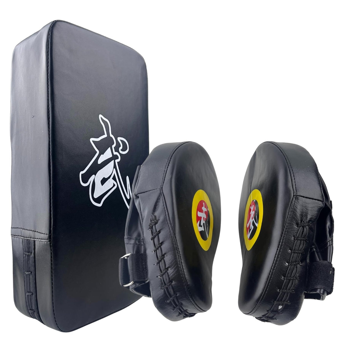 Martial Arts Kick Shield Set - Muay Thai MMA Karate Kickboxing Training Pads - Red 3 Pcs
