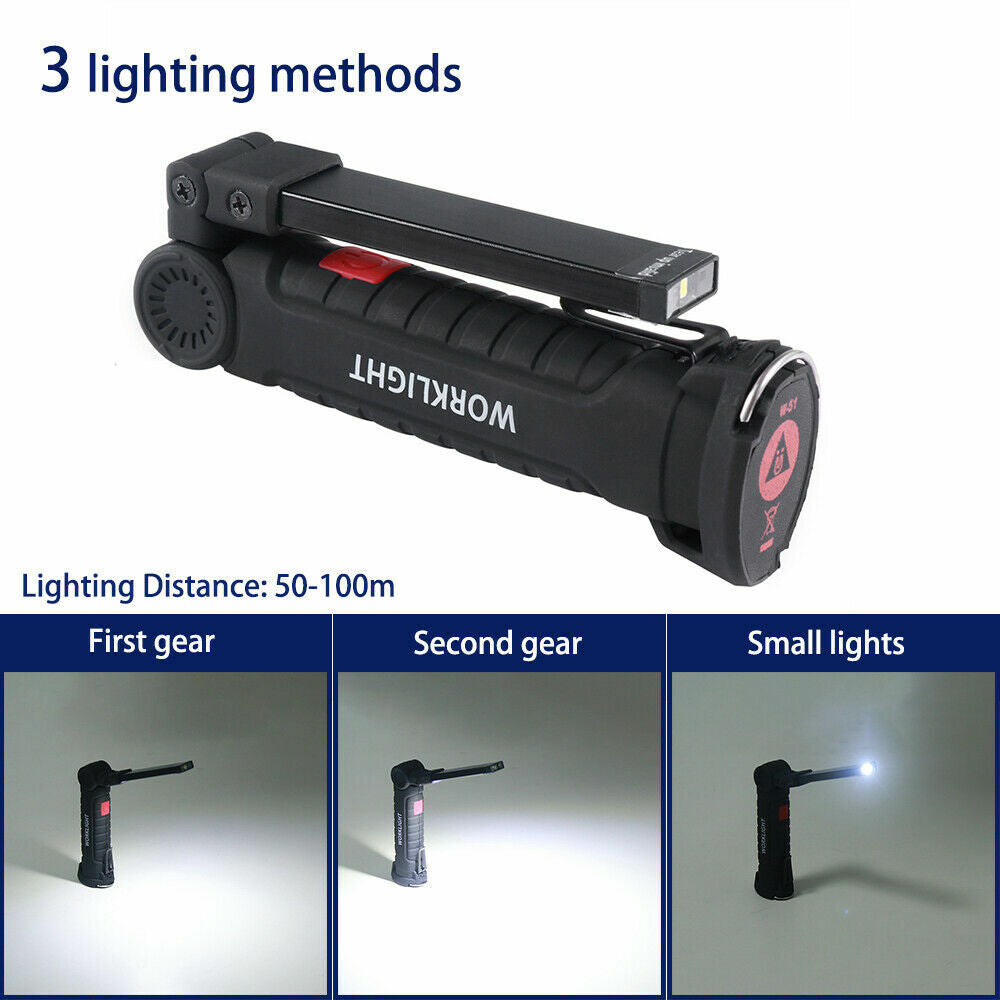 Rechargeable LED Work Light with Folding Torch & Magnetic Base - 1200000lm