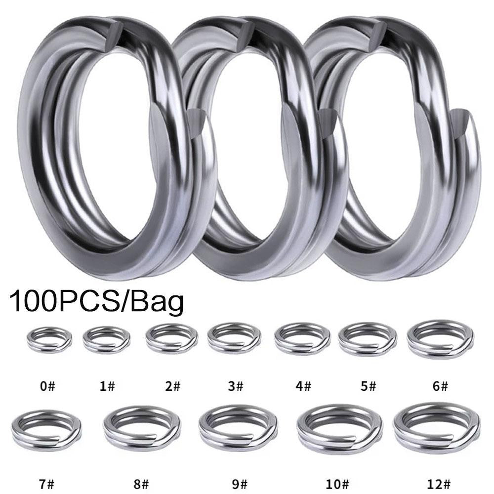 Heavy Duty Stainless Steel Fishing Split Rings 0#-12# for Crankbaits & Lures, 100Pcs