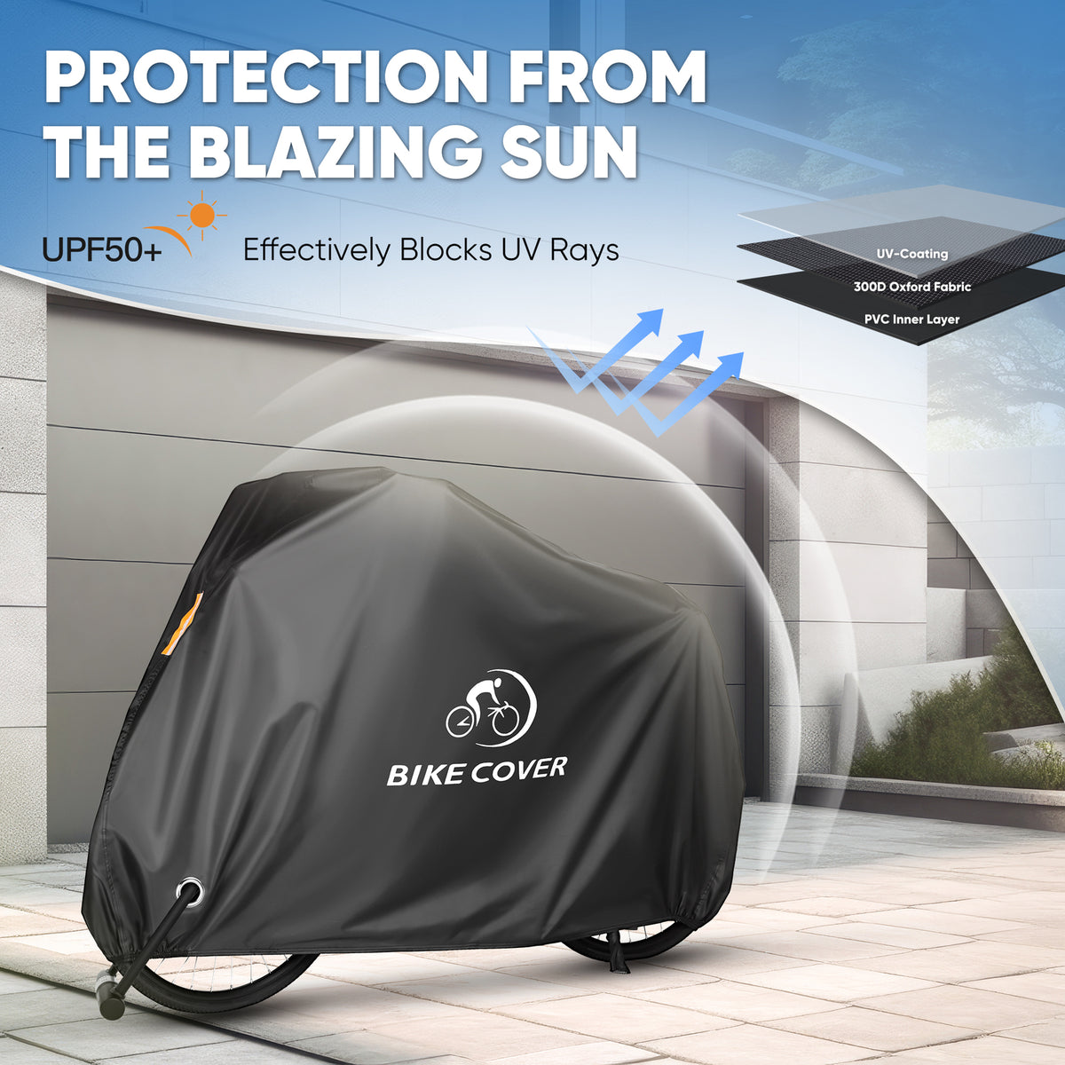 Heavy Duty Waterproof Bicycle Cover 300D Outdoor Storage Black M