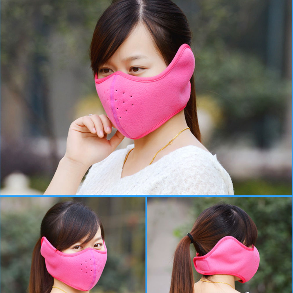 Winter Fleece Half Face Mask Windproof Ski Motorcycle Balaclava Ear Warmer